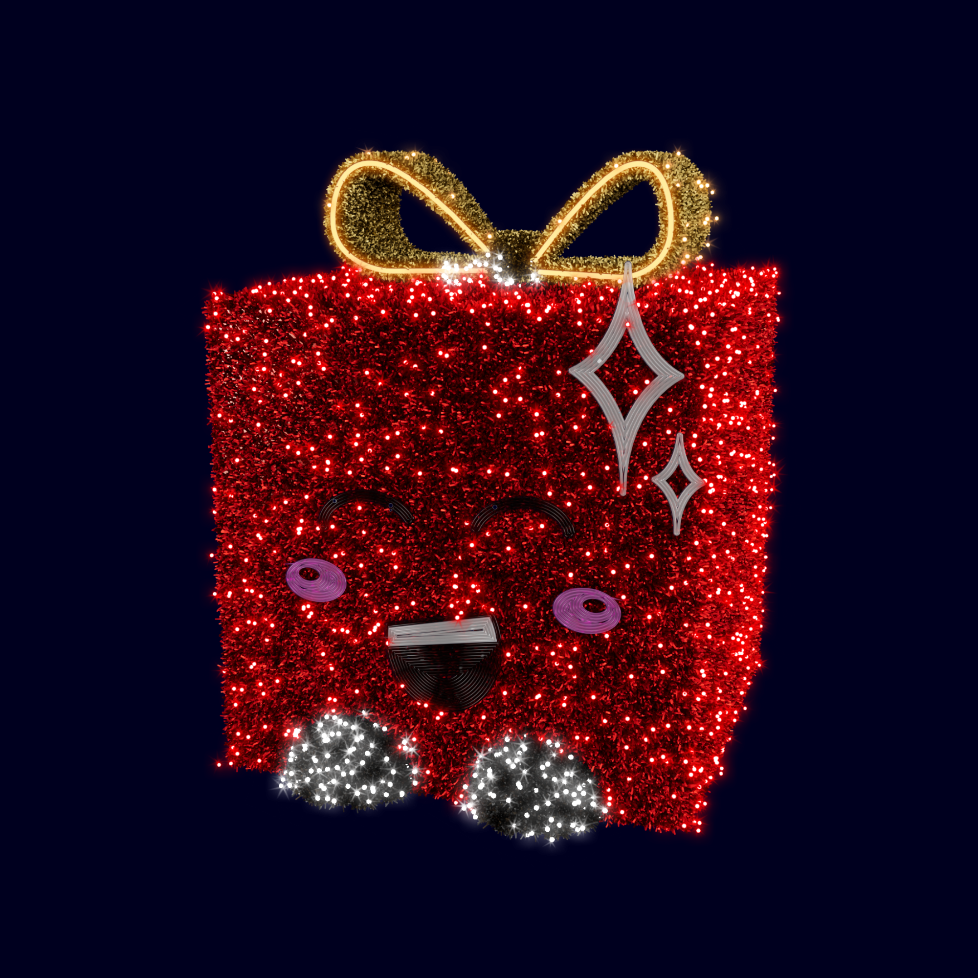 Décor de noël 3D Cadeau choupi H1,5 x L1,2 x P1,3m